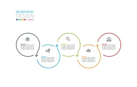 Circle label infographic with step by steps. Stock Illustration
