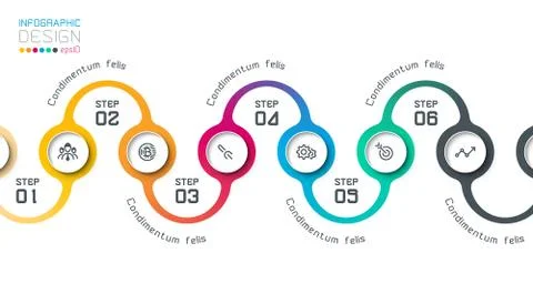 Circle label infographic with step by steps. Stock Illustration
