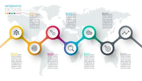 Circle label infographic with step by steps. Illustrazione stock