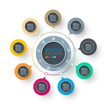 Circle label infographic with step by steps. Stock Illustration