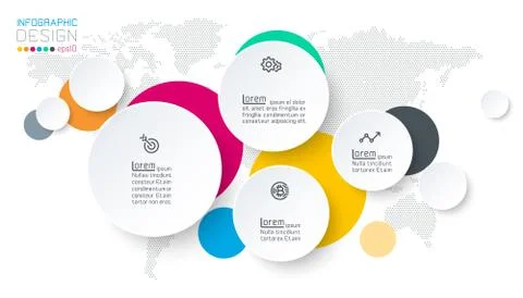 Circle label infographic with step by steps. Illustrazione stock