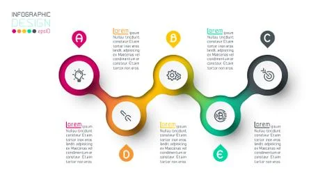 Circle label infographic with step by steps. Stock Illustration