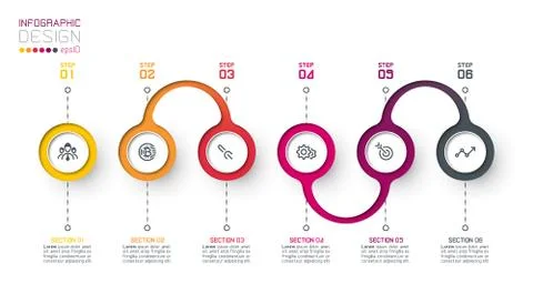 Circle label infographic with step by steps. Stock Illustration