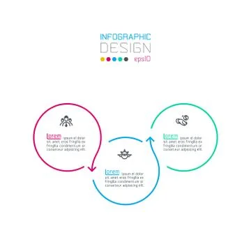 Circle label infographic with step by steps. Stock Illustration