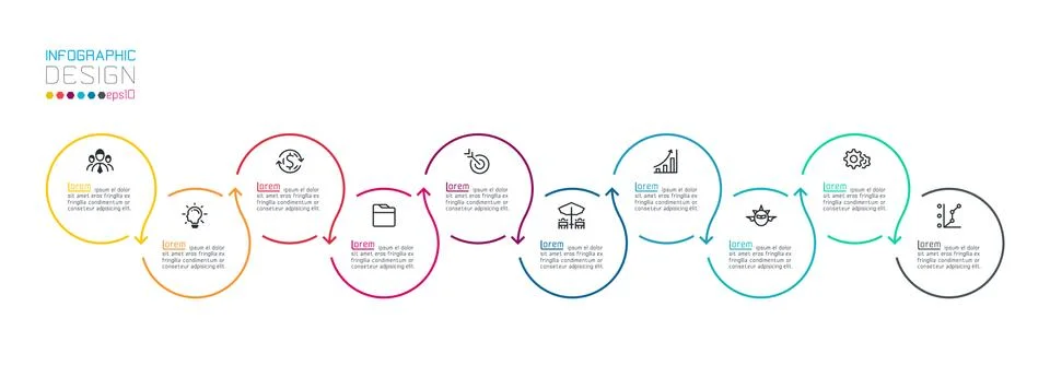 Circle label infographic with step by steps. Stock Illustration