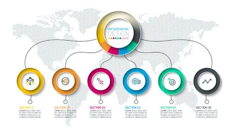 Circle label infographic with step by steps. Stock Illustration