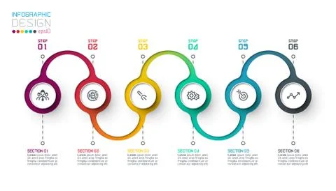 Circle label infographic with step by steps. Stock Illustration