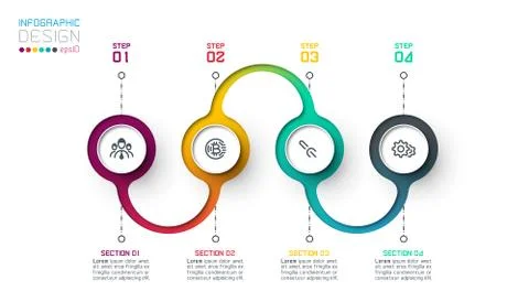 Circle label infographic with step by steps. Stock Illustration