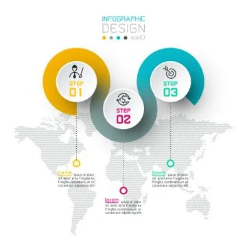 Circle label infographic with step by steps. Illustrazione stock