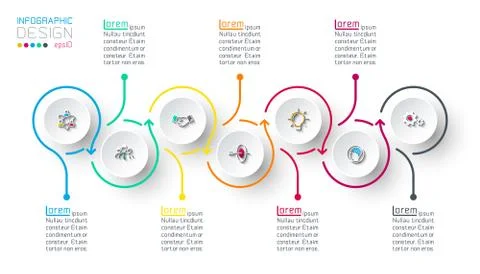 Circle label infographic with step by steps. Illustrazione stock