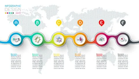 Circle label infographic with step by steps. Stock Illustration