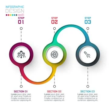Circle label infographic with step by steps. Stock Illustration