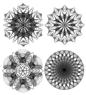 Circle lace patterns, design elements in black outline design, gorgeous Stock Illustration