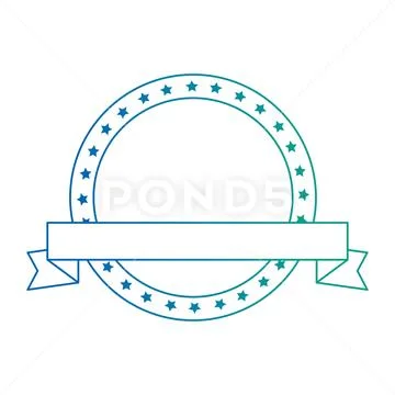 Circle lace with stars and ribbon emblem Stock Illustration