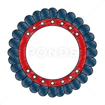 Circle lace with stars emblem icon Stock Illustration