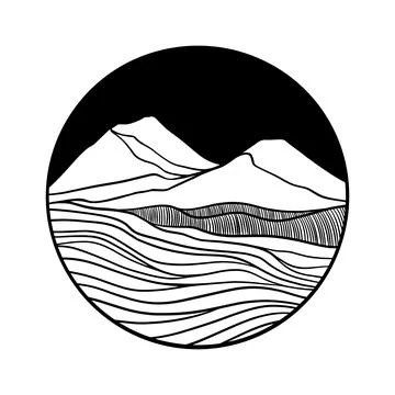 Circle landscape mountain Stock Illustration