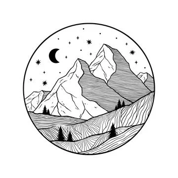 Circle landscape mountain Stock Illustration