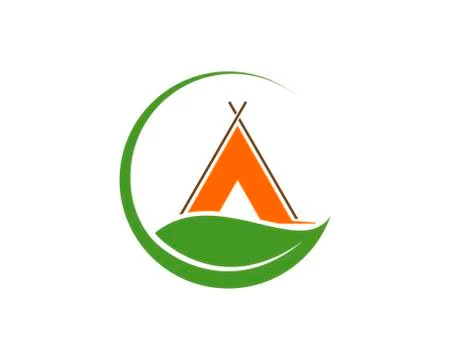 Circle leaf with camping tent inside Stock Illustration