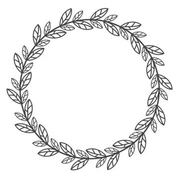Circle leaf frames. Floral leaves round frame, flower ornament circles and fl Stock Illustration