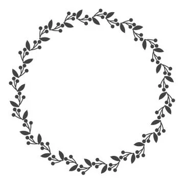 Circle leaf frames. Floral leaves round frame, flower ornament circles and fl Stock Illustration