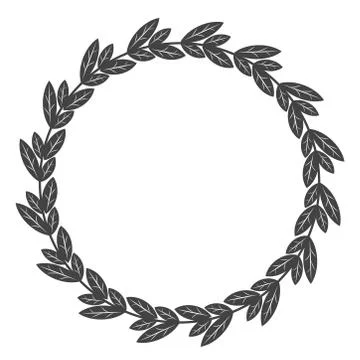 Circle leaf frames. Floral leaves round frame, flower ornament circles and fl Stock Illustration
