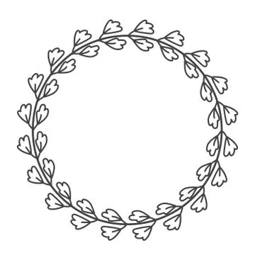 Circle leaf frames. Floral leaves round frame, flower ornament circles and fl Stock Illustration