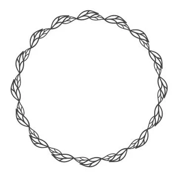 Circle leaf frames. Floral leaves round frame, flower ornament circles and fl 库存插图