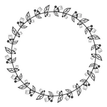 Circle leaf frames. Floral leaves round frame, flower ornament circles and fl Stock Illustration