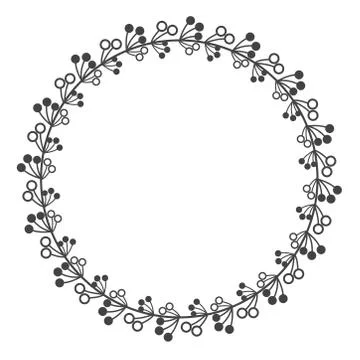 Circle leaf frames. Floral leaves round frame, flower ornament circles and fl Stock Illustration