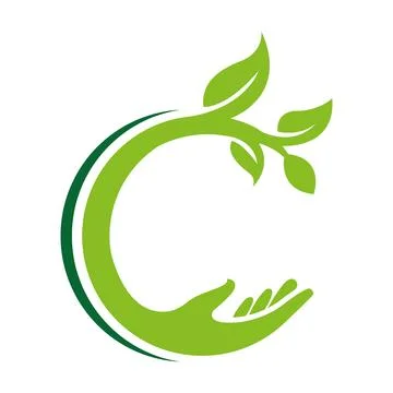 Circle Leaf Hand Eco Logo Design Nature Conservation Icon Template Vector Ilustración de archivo