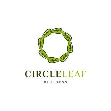 Circle Leaf Icon Logo Design Template 库存插图