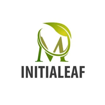 Circle leaf initial letter M logo concept design. Symbol graphic template ele Stock Illustration