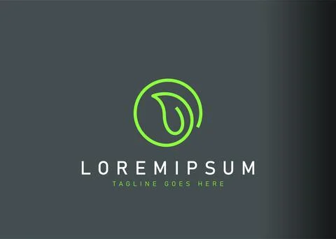 Circle leaf logo design. Icon vector illustration of nature leaf minimalist.  스톡 일러스트