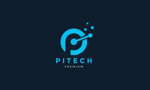 Circle with letter P rounded  connect data tech modern logo icon illustration Stock Illustration