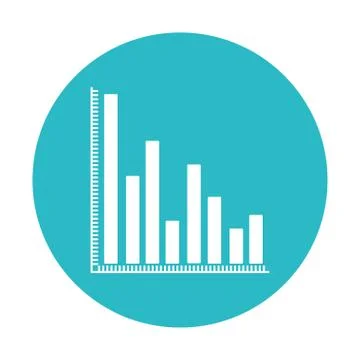 Circle light blue with column chart icon Illustrazione stock
