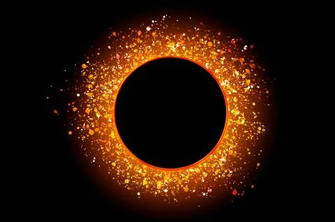 Circle light frame on black background Stock Photos