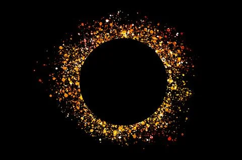 Circle light frame on black background Stock Photos