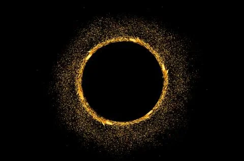 Circle light frame on black background Stock Photos