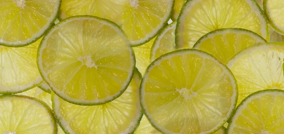 Circle lime slices close-up Stock Photos