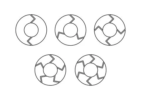 Circle line chart with arrows for infographic, circular diagram. 2, 3, 4, 5,  Stock Illustration