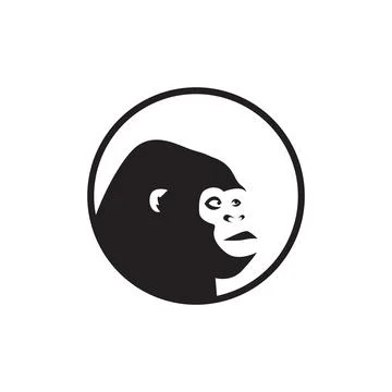 Circle line with face head gorilla logo design vector graphic symbol icon i.. Stock Illustration