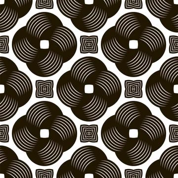 Circle Line Icon Seamless Pattern Isolated on White Background Stock Illustration