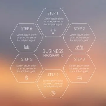 Circle line infographic on vector blur background. Stock Illustration