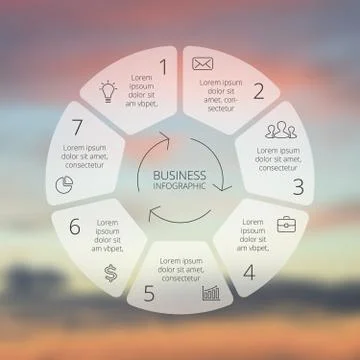 Circle line infographic on vector blur background. Stock Illustration
