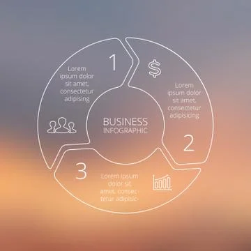 Circle line infographic on vector blur background. Stock Illustration