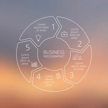 Circle line infographic on vector blur background. Stock Illustration