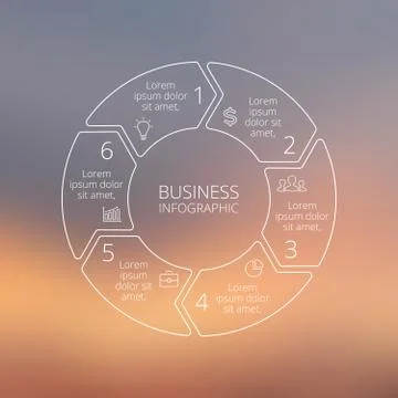 Circle line infographic on vector blur background. Stock Illustration