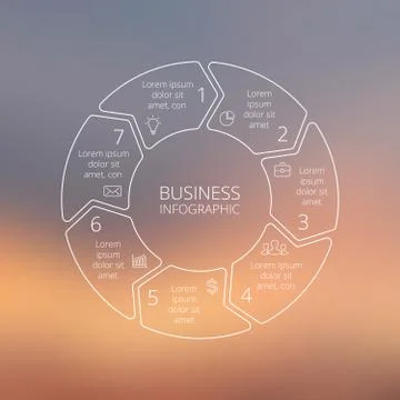 Circle line infographic on vector blur background. Stock Illustration