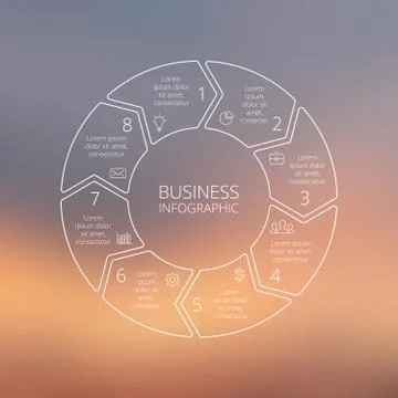 Circle line infographic on vector blur background. Stock Illustration