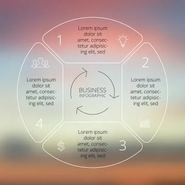 Circle line infographic on vector blur background. Stock Illustration